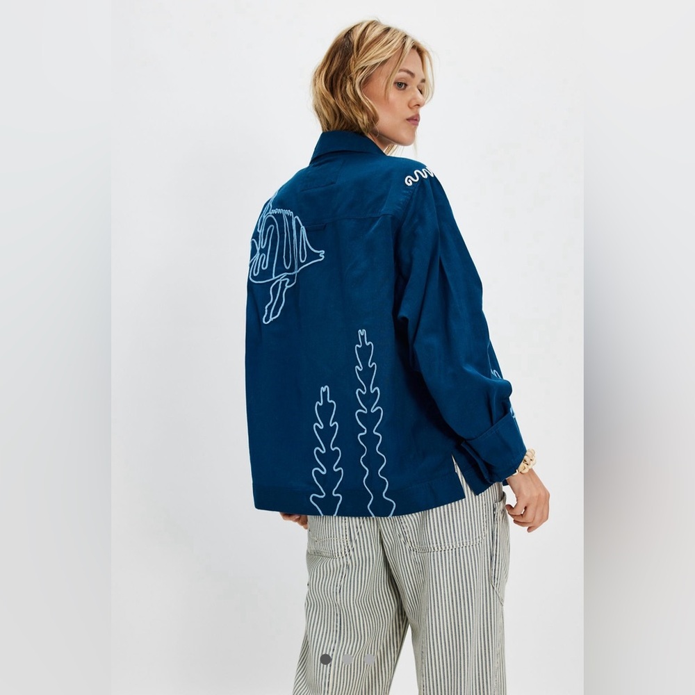 NWT FREE PEOPLE WE THE FREE TIDAL STITCH SHIRT 🐟🐟 - Picture 1 of 4